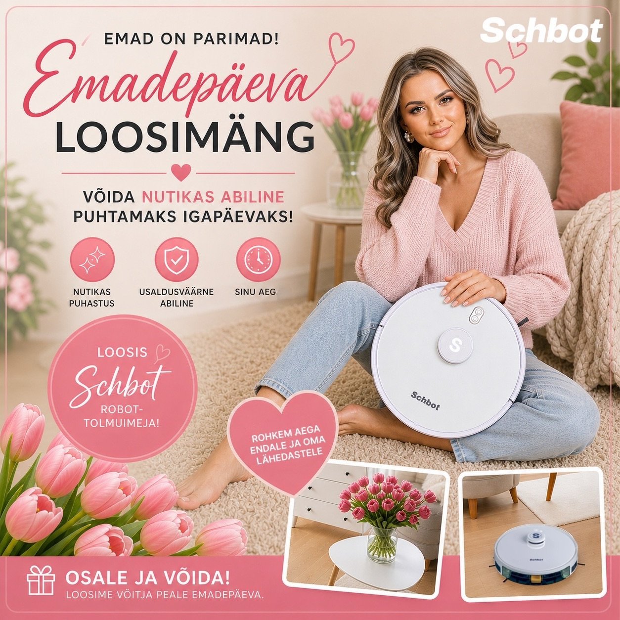 Happy Mother’s day x Schbot Robotics loos 🌷🤖
Kingi emale rohkem supervõimeid ja aega!🦸🏼
Et saaksid oma ema veel erilisemalt meeles hoida, loosime välja Schboti superroboti F1!
Mida teha, et võita robottolmuimeja?
🌸Tagi oma ema või head sõbrad
🌸Jaga seda
Auhinna loosime välja päev pärast emadepäeva ehk 12. mail 🌸
Eriloos: 🌸 200€ Schboti kinkekaardi loosime välja nende vahel kes jätavad ausa toote või klienditeeninduskogemuse arvustuse Schbot Robotics googlesse.
Kes soovib roboteid emale soetada ja ise kinkida, siis tegime EPIC SOODUSTUSE esimesele 50le tellijale. Soeta imelised abilised meie e-poest 🛍💁🏼♀️:
Või tulge meie poodidesse Roccas, Kristiines, Ülemistes, Tammsaare Ärikeskuses 🤩
Auhinna kohta loe siit: https://schbot.ee/shop/robottolmuimejad/schbot-f1-valge/
Head loosiõnne 🗽🚀
#schbot #emadepäevaloos #parimema #aastaema
