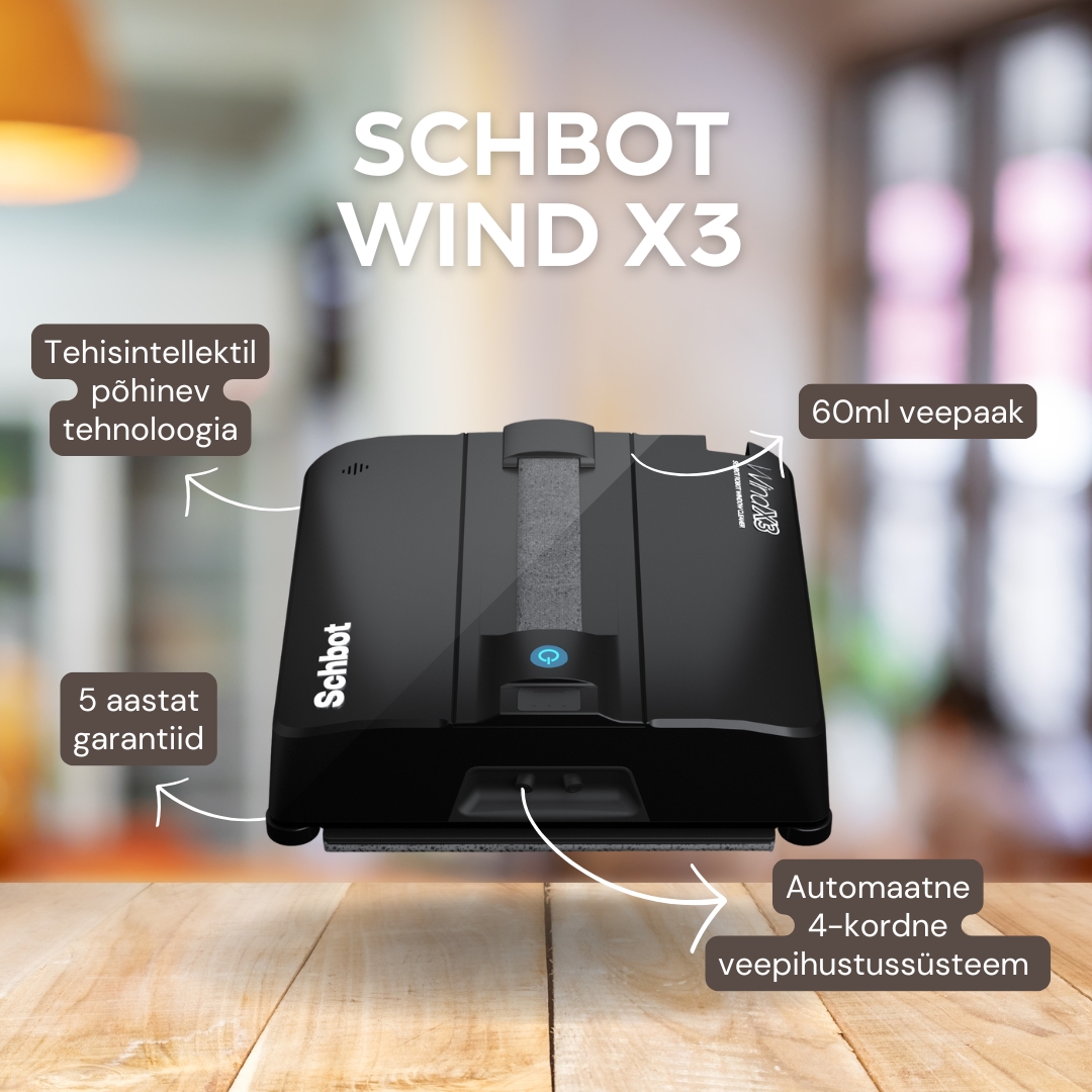 Schbot Wind X3 2025 on nüüd saadaval, tuues teieni uusima aknapuhastusroboti tehnoloogia. Tuginedes eelnevate mudelite edule, lubab Wind X3 veelgi tõhusamat ja